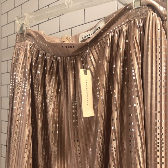 NWT Pink Party Glitter Pleated Midi Skirt Anthropologie Sabina Musáyev NYE - Picture 3 of 9